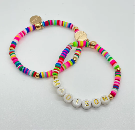 Rainbow-Name-Braceletswith-Gold-and-White-Round-Letter