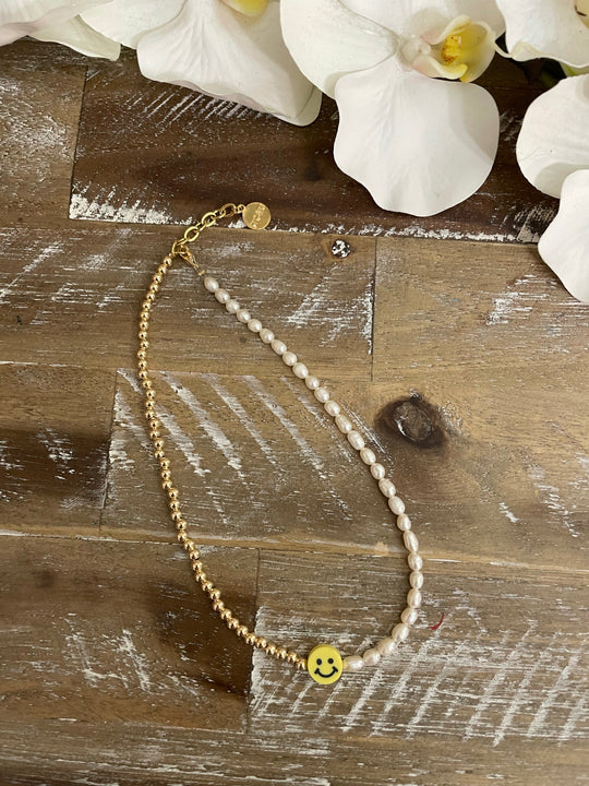 "Leah"-Half-Pearl-Half-Bead-Necklace